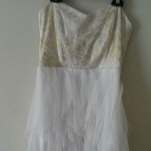 High low strapless dress